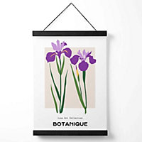 Purple Iris Plants Flower Market Minimalist Medium Poster with Black Hanger