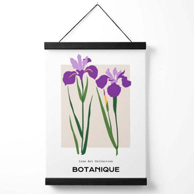 Purple Iris Plants Flower Market Minimalist Medium Poster with Black Hanger