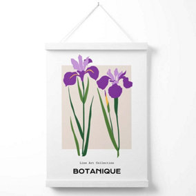 Purple Iris Plants Flower Market Minimalist Poster with Hanger / 33cm / White