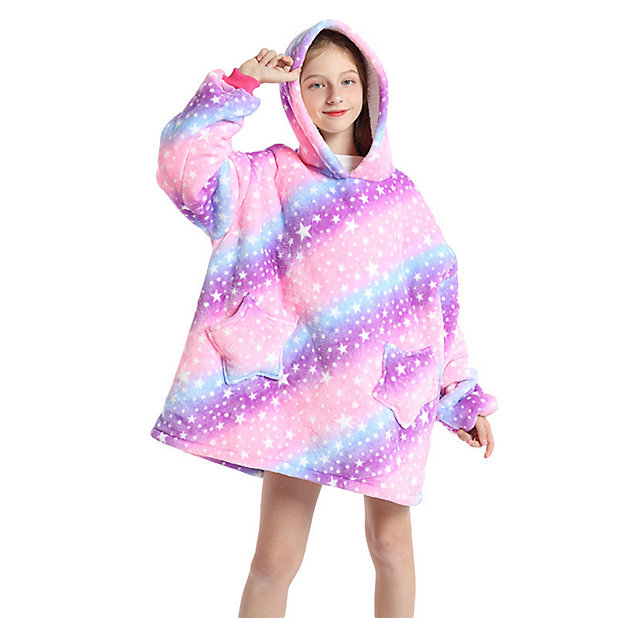 Purple Oversized Kids Blanket Hoodie Warm and Cozy One Size Fits All