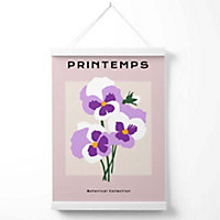 Purple Pansies Flower Market Simplicity Poster with Hanger / 33cm / White