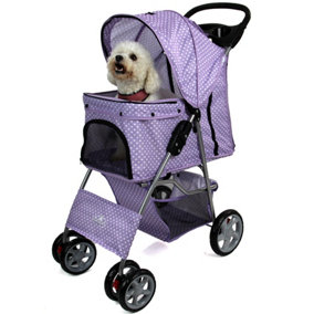Purple  Pet Stroller Dog Cat Puppy Pram Travel Cart Jogging Buggy Carrier