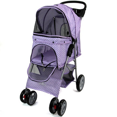 Purple  Pet Stroller Dog Cat Puppy Pram Travel Cart Jogging Buggy Carrier