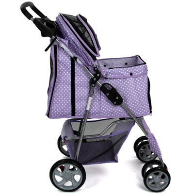 Purple Pet Stroller Dog Cat Puppy Pram Travel Cart Jogging Buggy Carrier