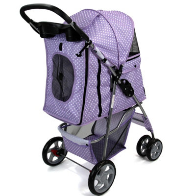 Purple  Pet Stroller Dog Cat Puppy Pram Travel Cart Jogging Buggy Carrier - 5