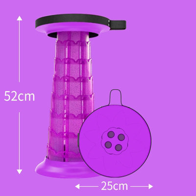 Purple Portable Folding Camping Telescopic Stool Heightened Lotus Model