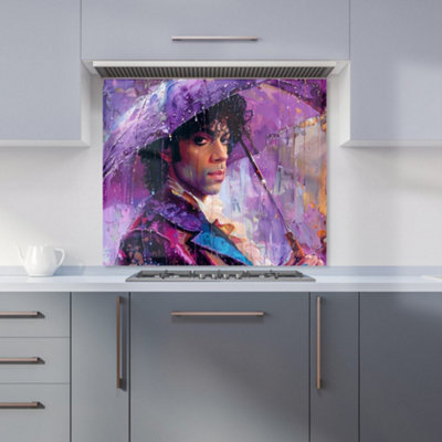 Purple Rain Tribute to Prince Premium Glass Kitchen Splashback W600mm x H750mm