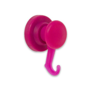 Purple Rubber Coated Neodymium Magnet with Swivel Hook for Holding Rope, Wires and Clothing - 43mm dia