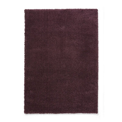 Purple Shaggy Plain Polypropylene Handmade Modern Rug For Living Room, Guest Room-160cm X 230cm (5ft. 2in. X 7ft. 6in.)