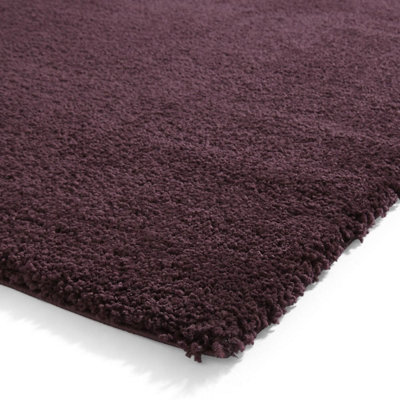 Purple Shaggy Plain Polypropylene Handmade Modern Rug For Living Room, Guest Room-160cm X 230cm (5ft. 2in. X 7ft. 6in.)