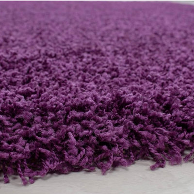 Purple Shaggy Rug 80x150 cm Soft Touch 5cm Thick Pile Rug for Small Spaces