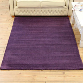 Purple Simple and Stylish Wool Handmade Modern Plain Rug for Living Room and Bedroom-120cm X 170cm