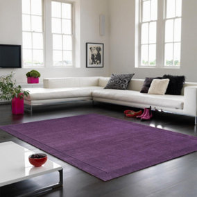 Purple Simple and Stylish Wool Handmade Modern Plain Rug for Living Room and Bedroom-120cm X 170cm