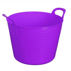 Purple Single Plastic Flexi Tub Storage Bucket 42L Builders Garden Horse Feed Trug Laundry Toy