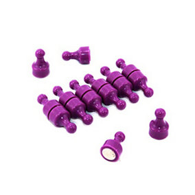Purple Skittle Magnet for Fridge, Office, Whiteboard, Noticeboard, Filing Cabinet - 12mm dia x 21mm tall - Pack of 12