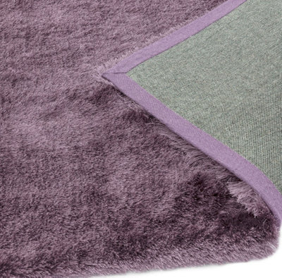 Purple Soft Shaggy Plain Handmade Modern Sparkle Dining Room Bedroom & Living Room Rug-160cm X 230cm