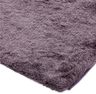 Purple Soft Shaggy Plain Handmade Modern Sparkle Dining Room Bedroom & Living Room Rug-160cm X 230cm