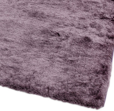 Purple Soft Shaggy Plain Handmade Modern Sparkle Dining Room Bedroom & Living Room Rug-160cm X 230cm