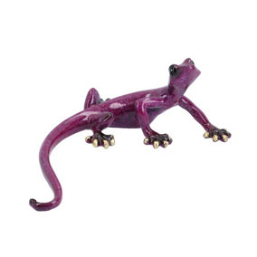 Purple Speckled Gecko Lizard Resin Wall Shed Sculpture Decor Statue Small