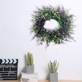 Purple Spring Artificial Lavender Wreath for Front Door for Indoors Outdoors Corridors Offices