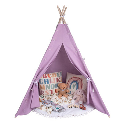 Purple Teepee Violet Blush Stylish Kids Tent With Rug & Lights