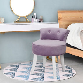 Purple Velvet Dressing Table Stool Vanity Padded Makeup Chair
