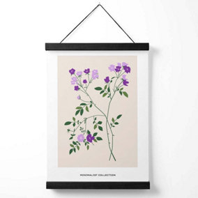 Purple Vinca Plant Flower Market Minimalist Medium Poster with Black Hanger