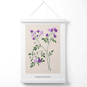 Purple Vinca Plant Flower Market Minimalist Poster with Hanger / 33cm / White