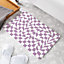 Purple Wavy Checkerboard Stone Non Slip Bath Mat
