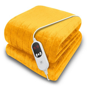 Purus Deluxe Gold Electric Throw Heated Double Over Blanket Soft Fleece