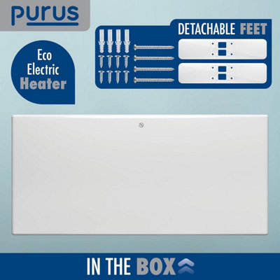 Purus Electric Radiator Panel Heater Eco 1800W Bathroom Safe Wall Mounted or Floorstanding Timer Thermostat Lot 20