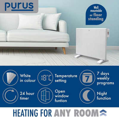 Purus Electric Radiator Panel Heater Eco 600W Bathroom Safe Wall ...