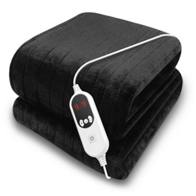 Purus Electric Throw Heated Blanket Deluxe Black 160x120cm Soft Fleece