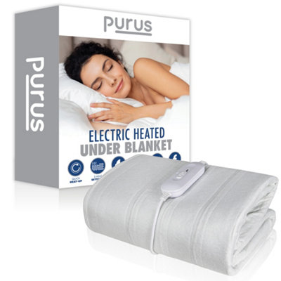 Purus King Size Electric Blanket Soft Fleece Fitted Bed Underblanket 3 Setting Heat Control