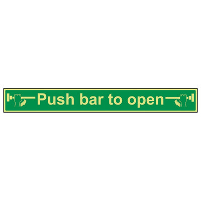 Push Bar To Open Condition Door Sign - Glow in Dark - 600x75mm (x3)