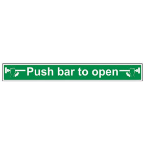Push Bar To Open Condition Door Sign - Rigid Plastic - 600x75mm (x3)