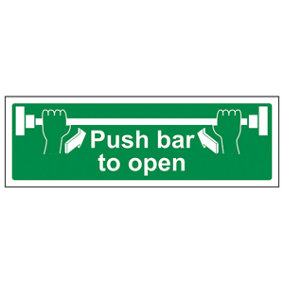 Push Bar To Open Door Safety Sign - Adhesive Vinyl - 300x100mm (x3)