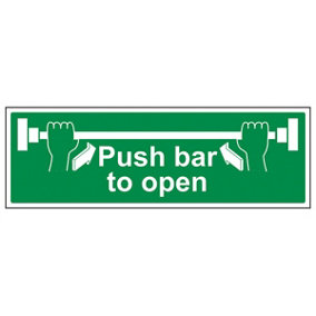 Push Bar To Open Door Safety Sign - Glow in the Dark - 450x150mm (x3)