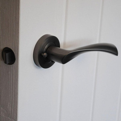 Push Button Privacy Twirl Lever Handle with Bullet Privacy Latch - Gun ...