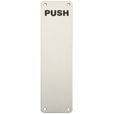 Push Engraved Door Finger Plate 300 x 75mm Bright Stainless Steel Push Plate
