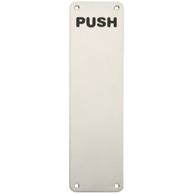 Push Engraved Door Finger Plate 300 x 75mm Bright Stainless Steel Push Plate