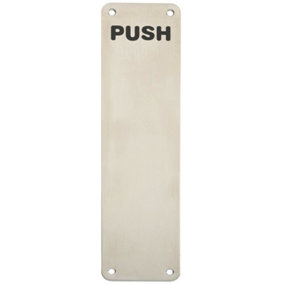 Push Engraved Door Finger Plate 300 x 75mm Satin Stainless Steel Push Plate