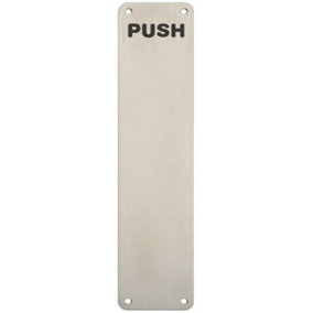 Push Engraved Door Finger Plate 350 x 75mm Satin Stainless Steel Push Plate
