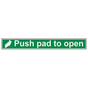 Push Pad To Open Door Safety Sign - 1mm Rigid Plastic - 600x75mm (x3)