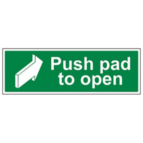 Push Pad To Open Door Safety Sign - Glow in the Dark - 450x150mm (x3)