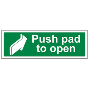 Push Pad To Open Door Safety Sign - Glow in the Dark - 600x200mm (x3)