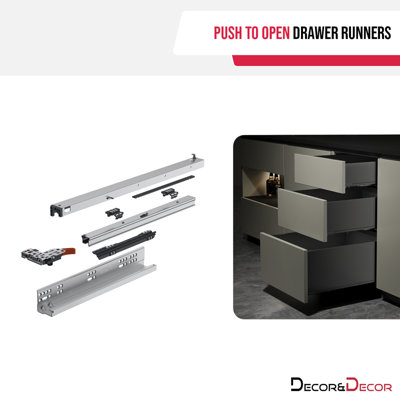 PUSH TO OPEN AND SOFT CLOSE UNDERMOUNT DRAWER RUNNER FOR 500MM DRAWER ...