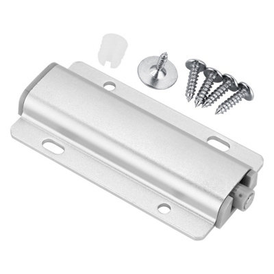 Push-to-Open Cabinet Door Latch with Damper Buffer-Handleless Silver Drawer Catch