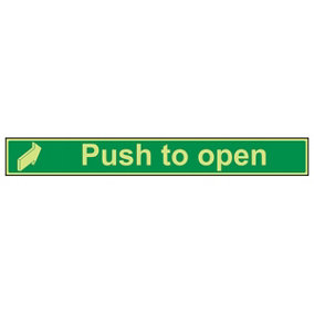 Push To Open Door Direct Safety Sign - Glow in the Dark 600x75mm (x3)