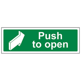 Push To Open Door Safety Sign - 1mm Rigid Plastic - 600x200mm (x3)